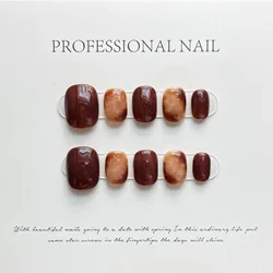 10Pcs Short Handmade Ballet Press on Nails Butterfly Rhinestones Heart Wearable False Nails Decoration Full Cover Nail Tips Art