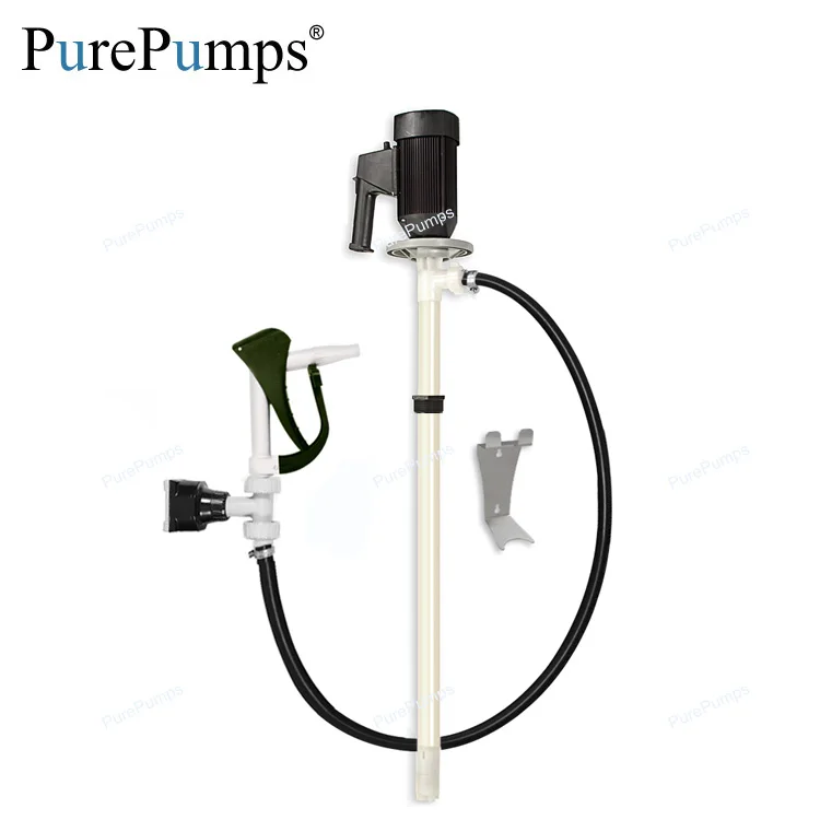 

PVDF Safely Measure Dispense Concentrated Nitric Acid Corrosive Chemicals Liquids Drums Pump With Barrel Adapter