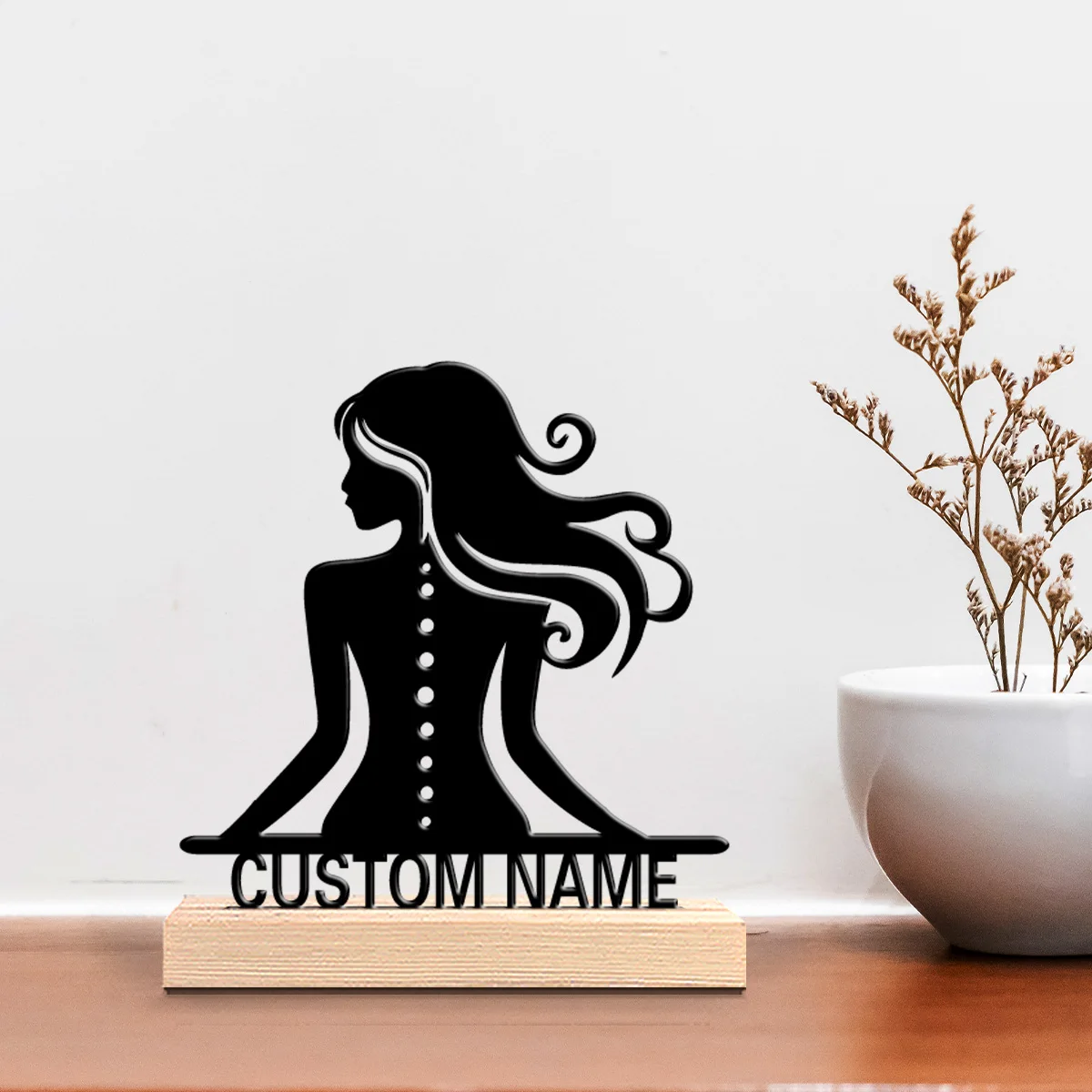 1pc Cute Personalized Custom woman Wooden Base Wall Decor for Living Room Garage Modern Industrial Style Wedding Decorations view 3