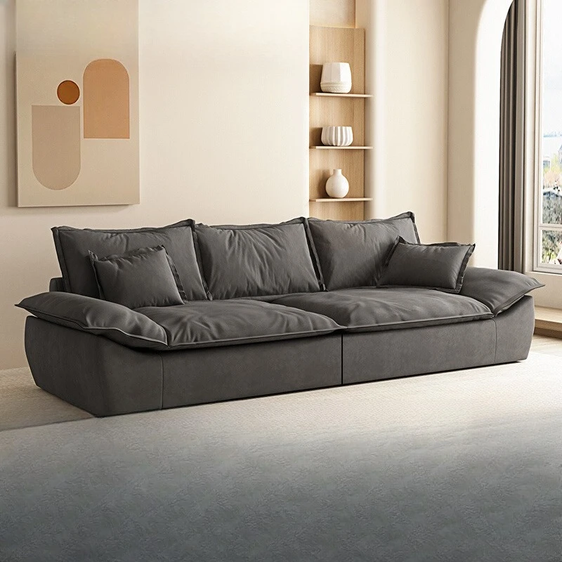 أرائك غرفة المعيشة الجمالية باللون الأسود بتصميم حقيقي أريكة صالة كسولة حديثة من الجلد الفاخر الناعم أثاث Woonkamerbanken للمنزل #1