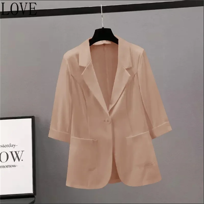 Women Jacket Woman Coat Plus Size Fashion Temperament Age Joker Spring and Summer Ladies Loose Thin Sunscreen Small Suit Jacket