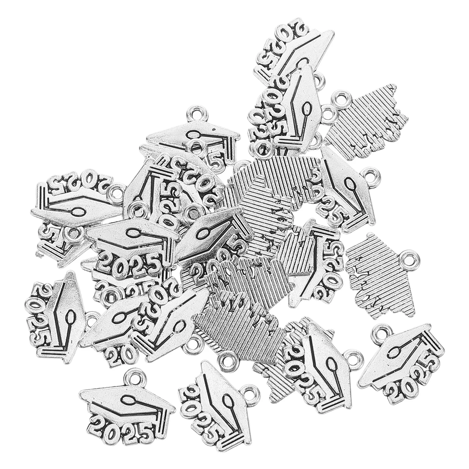 

50pcs Graduation Cap Accessories Alloy Charm Pendants Diy Jewelry Making Supplies 2025 Year Decorations Special Occasion