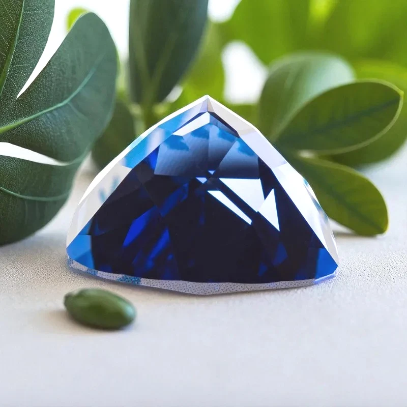 

High Quality Lab Grown Sapphire Trillion Cut Royal Blue Color Diy Jewelry Making Ring Main Material Selectable AGL Certificate