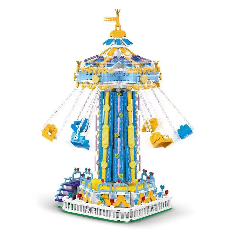 Fairy Tale Rotary Windmill Building Blocks Kit Dreamy Amusement Park Assemble Bricks Model Ornament Toys Gifts For Kids Adults