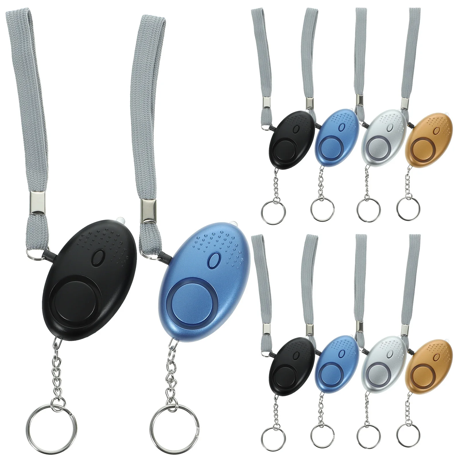 10 pçs 130db alarme de segurança pessoal chaveiro sirene de emergência luz led para viajar caminhadas acampamento sirene alarme