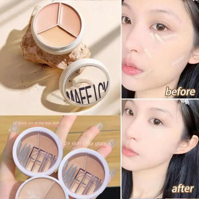 La palette de correcteurs 3 couleurs couvre professionnellement les cernes autour des yeux et du visage