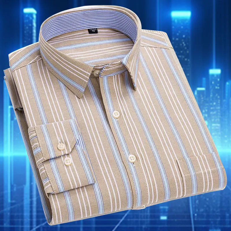 6XL 7XL100% cotton men's shirt Oxford spinning long sleeve fashion no-iron plus size breathable high quality slim fit