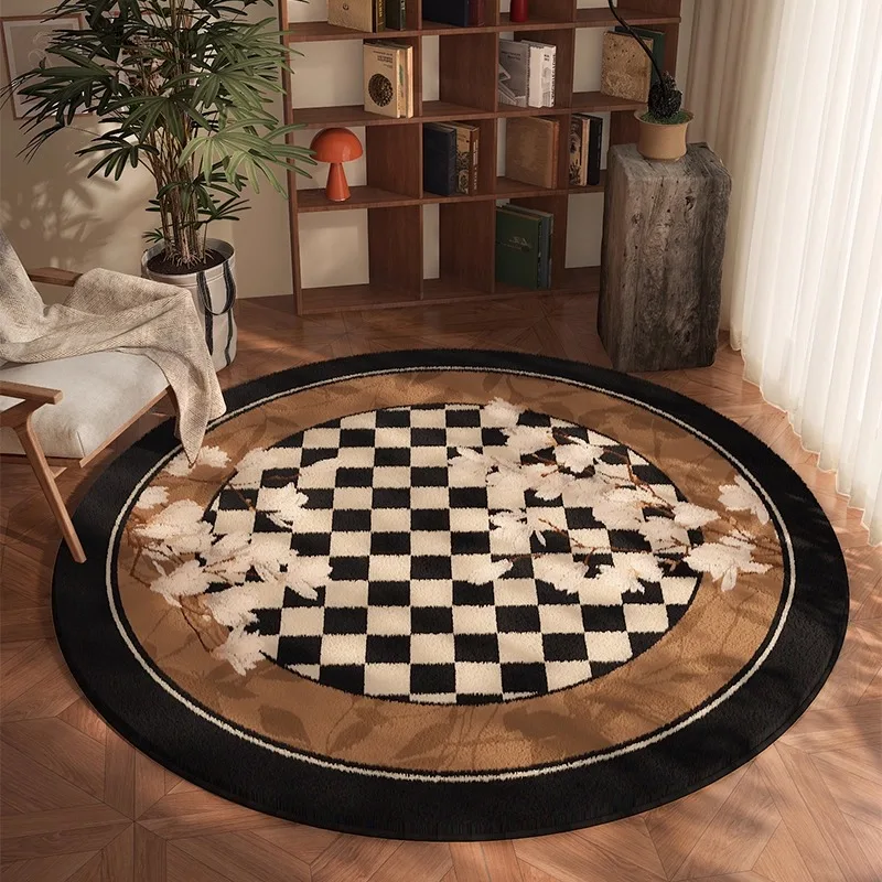 

European-style Light Luxury Round Striped Print Living Room Carpet Creative Bedroom Bedside Rug Home Decora Sofa Table Mat Tapis