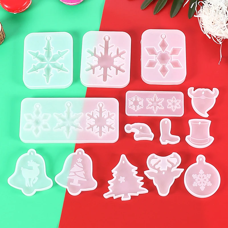 1PC DIY Crystal Keychain Hanging Necklace Jewelry Decoration Ornament Accessories Snowflake Pendant Mirror Silicone Mold