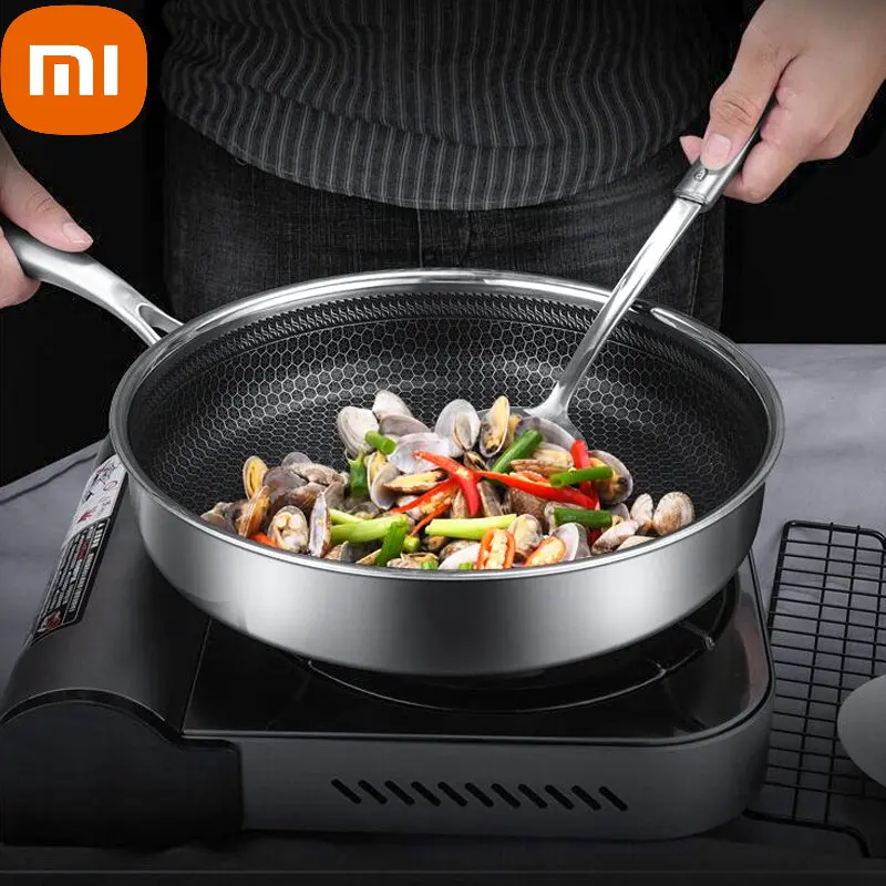 

Xiaomi 304 Stainless Steel Frying pan Kitchen Nonstick Pan Fried Steak Pot Electromagnetic Furnace and Gas Stoves General