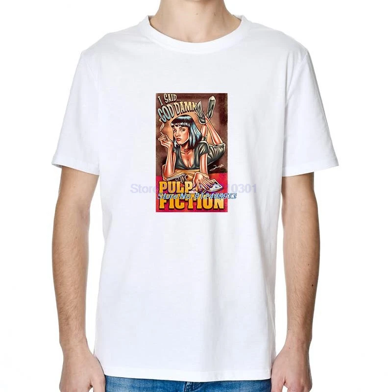 Mia Wallace I Said Goddamn Pulp Fiction Graphic T Shirts Cotton Short Sleeve T-Shirts Summer Streetwear O-Neck Mens Clothes