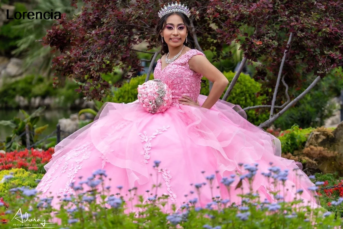 Robe de Quinceanera rose mexicaine personnalisée, robe de Rh, dentelle appliquée, perles, volants, corset, Sweet 16, robe éducative, 15 ans, YQD860