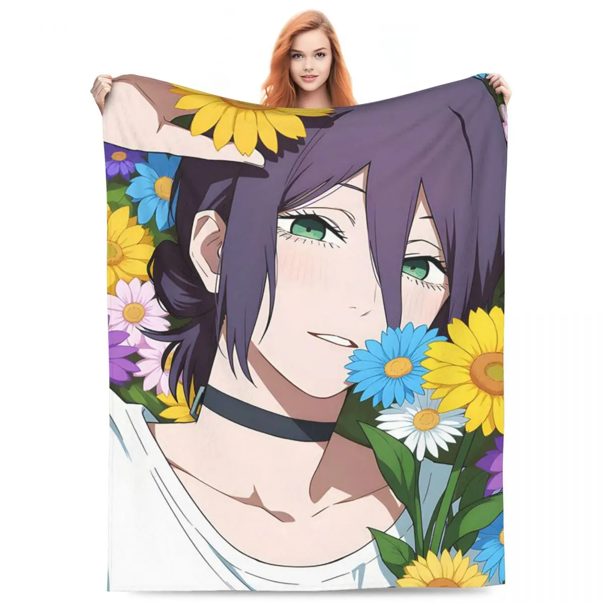 Chainsaw Man Anime Reze (9) Blankets Flannel Sofa Throw Blanket Multi-function for Home Bedroom Office Throws Bedspread Quilt