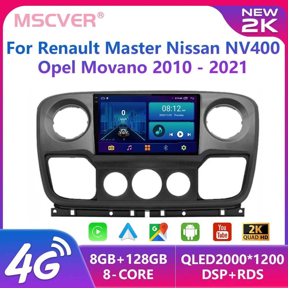 

Android 13 Multimedia For Renault Master Nissan NV400 Opel Movano 2010 - 2021 Car Player GPS Stereo Navigation Auto Radio Screen