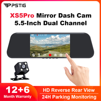 PSTIG XS5Pro Car Camera Recorder Rearview Mirror New 5.5Inch Full HD 1080P 64G Dash Cam Car DVR Video Dual Lens Touch Screen