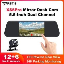 PSTIG XS5Pro Car Camera Recorder Rearview Mirror New 5.5Inch Full HD 1080P 64G Dash Cam Car DVR Video Dual Lens Touch Screen