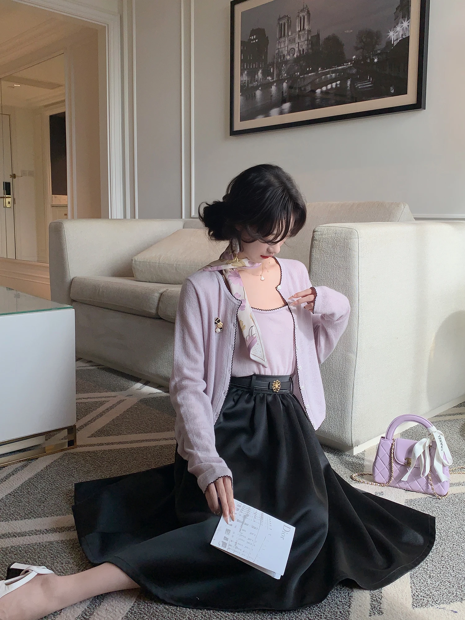 

Jenny Whispers Big Eees 00 Wool Knitted Sweater Set Two Pieces Color Blo Knitwear Soft Korean Sle Long Sve Top