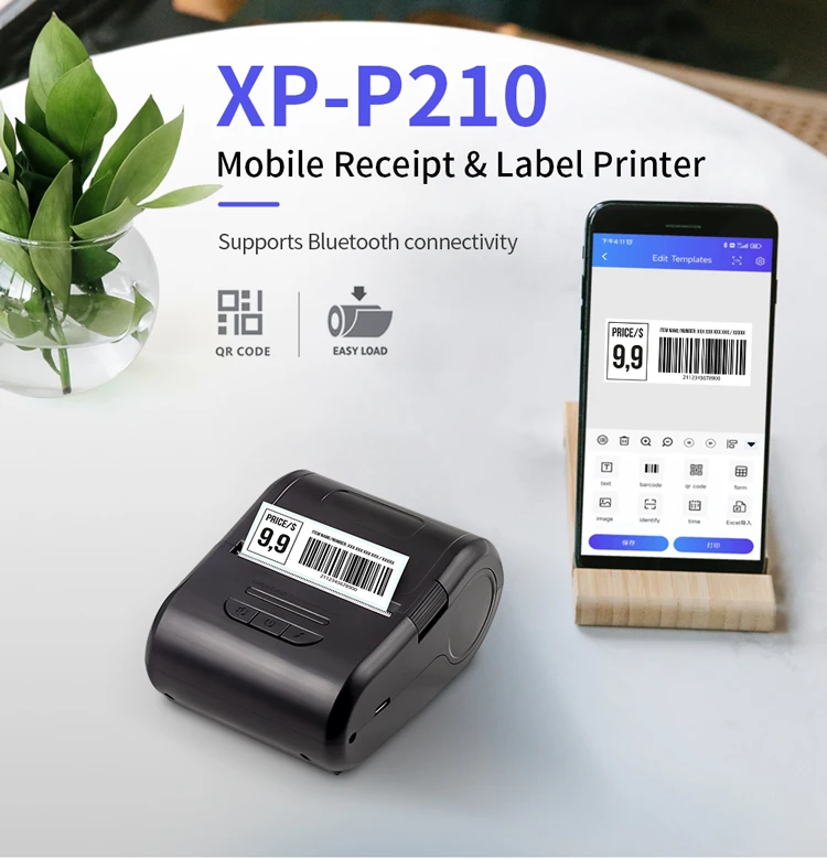 Portable Thermal Receipt Printer Mini Impresora Portatil 2Inch Portable Shipping Label Printer with Dual Duties Xprinter XP-P210