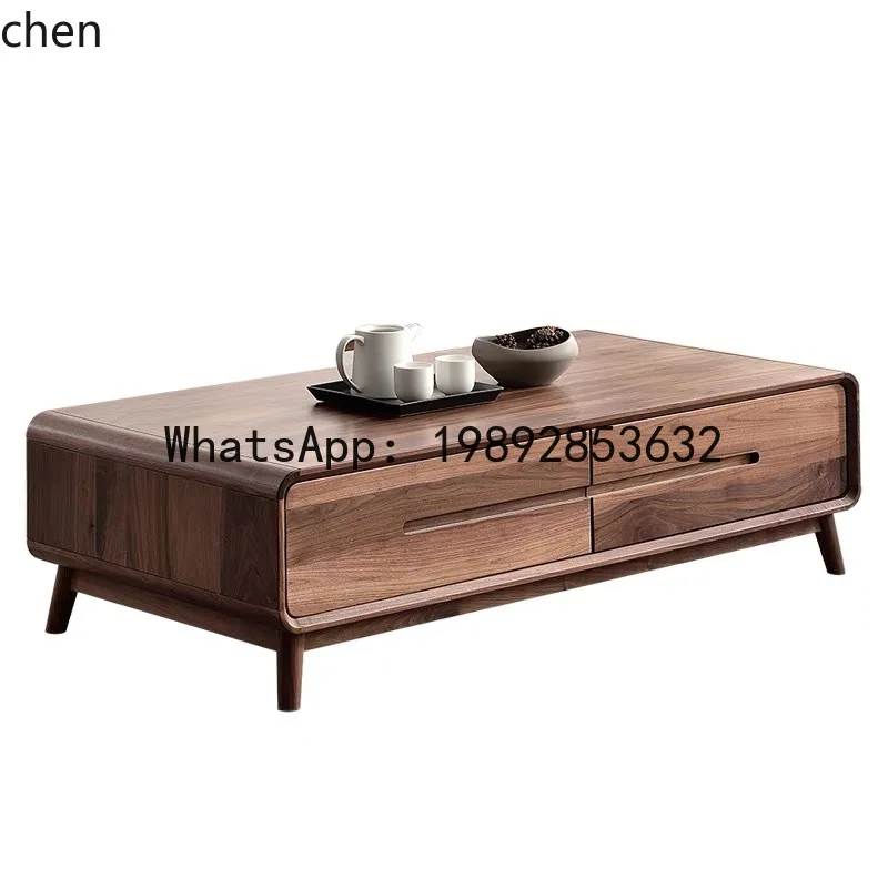 

AA black walnut solid wood coffee table TV cabinet combination living room coffee table coffee table