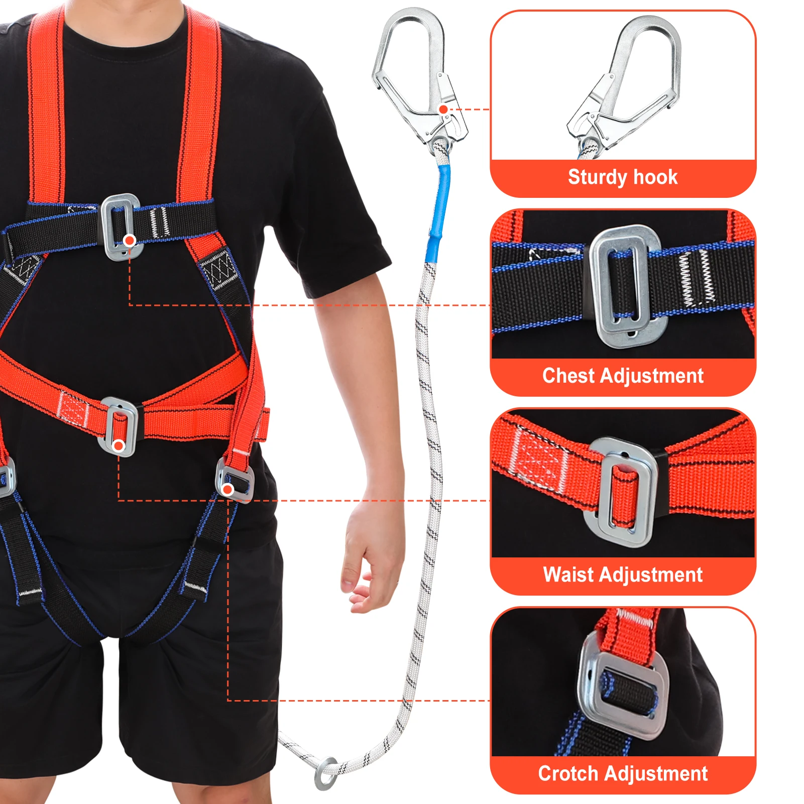 Fall Arrest Safety Harnesses Chest Waist Crotch Adjustment Safety Belt for Hiking Camping Adventure Tool