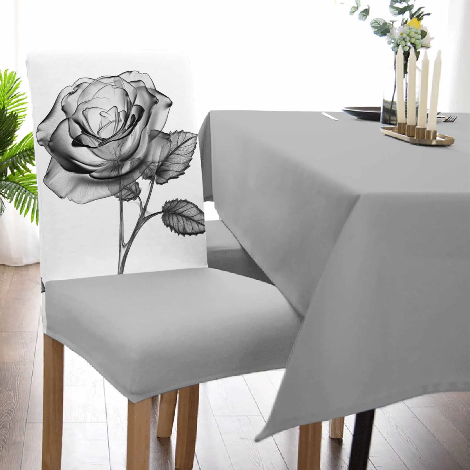 Imagem -05 - Capa de Cadeira Elástica para Sala de Jantar Elastic Spandex Seat Covers Rosa e Preto e Branco Banquete e Hotel