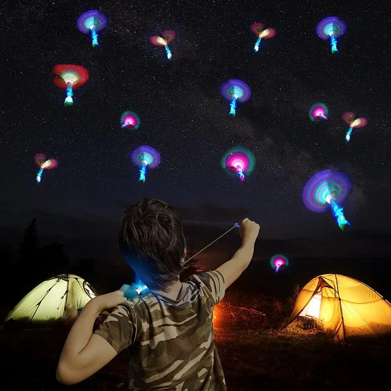 3/5/10 pièces incroyable jouet lumineux flèche fusée hélicoptère volant lumière LED jouets fête amusant meilleurs cadeaux élastique catapulte