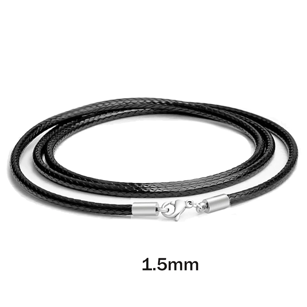 1/1,5/2/3 mm wasserdichte geflochtene Lederkette Schnur Seil Halskette mit Edelstahlverschluss für DIY Anhänger Schmuckherstellung Männer