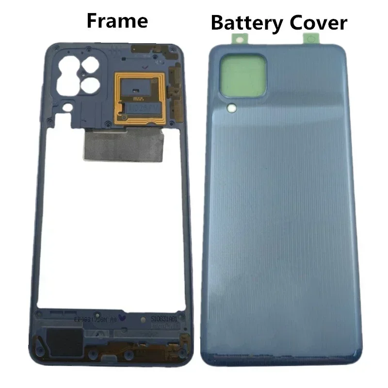 Middle Frame with Power Volume Button Battery Cover Door Replacement Parts for Samsung Galaxy M32 4G M325 M325FV