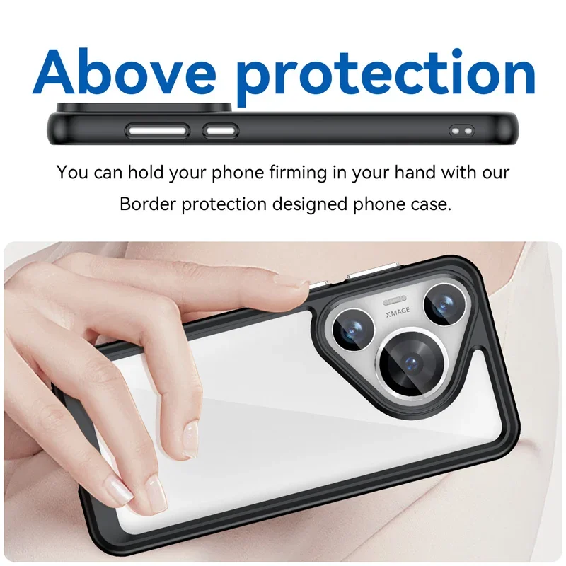 Funda transparente de TPU para móvil, carcasa protectora colorida para Huawei Pura 70 Pro P70 P60, nueva