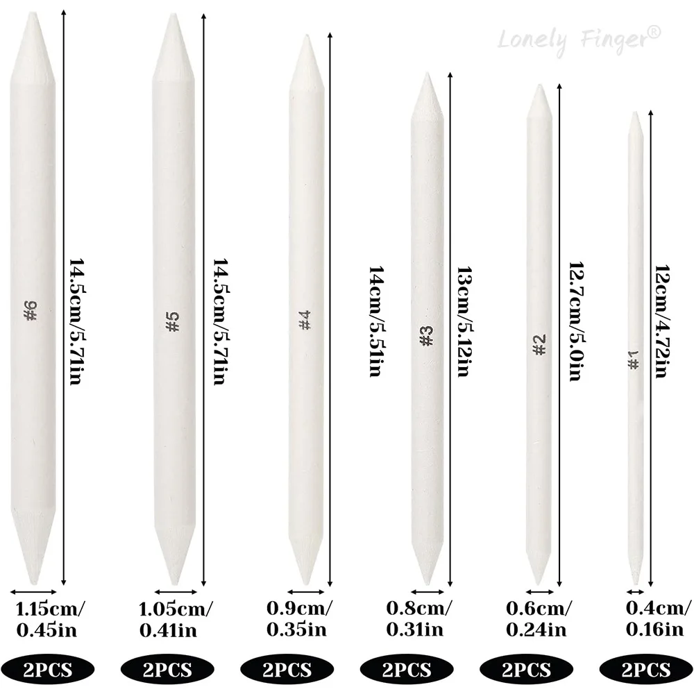 6/12 Pcs Blending Stumps, Paper Art Blenders, Drawing Pencils for Student Artist Charcoal Sketch Drawing Tools, Sketch Supplies