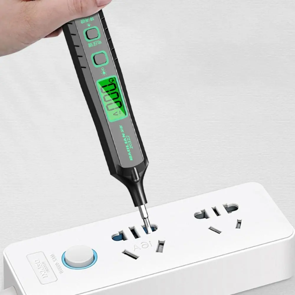 

AC 12-300V Smart Induction Tester Pen LED Display Audible and Visual Alarm Voltage Tester Tail Flashlight Automatic Resolution