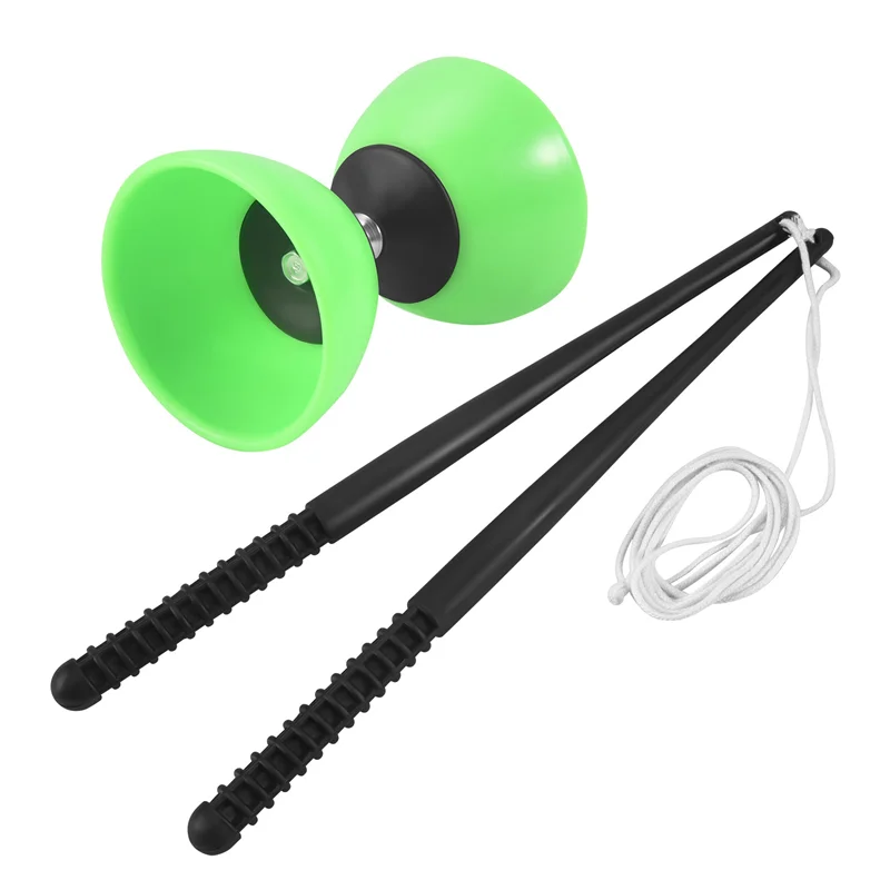 B05C-Plastic Bowl Diabolo Juggling Spinning Chinese Yo Yo Classic With Hand Sticks Green