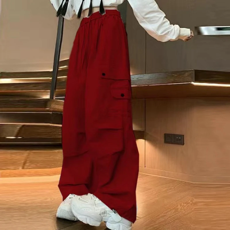 

Брюки-карго женские быстросохнущие четырехсезонные хлопковые клубные брюки с манжетами для вечеринок с высокой талией и блестками, блестящие полированные складки OL