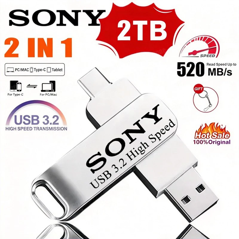 Sony 2TB Flash Drives USB 3.2 HighSpeed USB Transfer Metal Pen drive Memory Card Pendrive Flash Disk Memoria Waterproof Stick