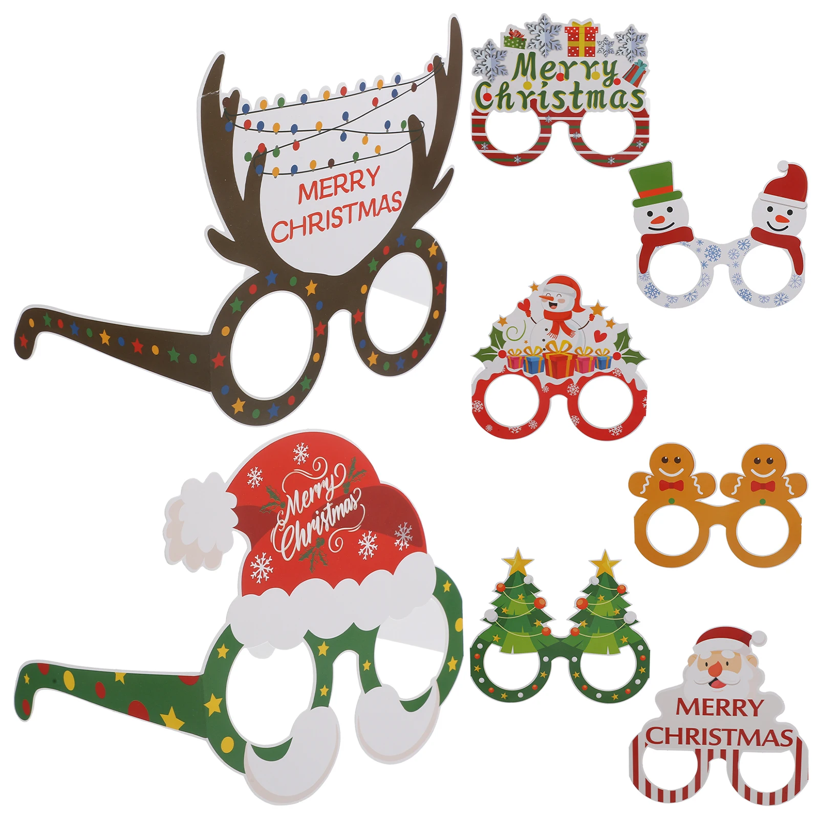 

8Pcs Christmas Paper Glasses Frames Festive Eyeglasses Party Photo Booth Props Xmas Supplies Funny Eyewear Funny Eyeglasses