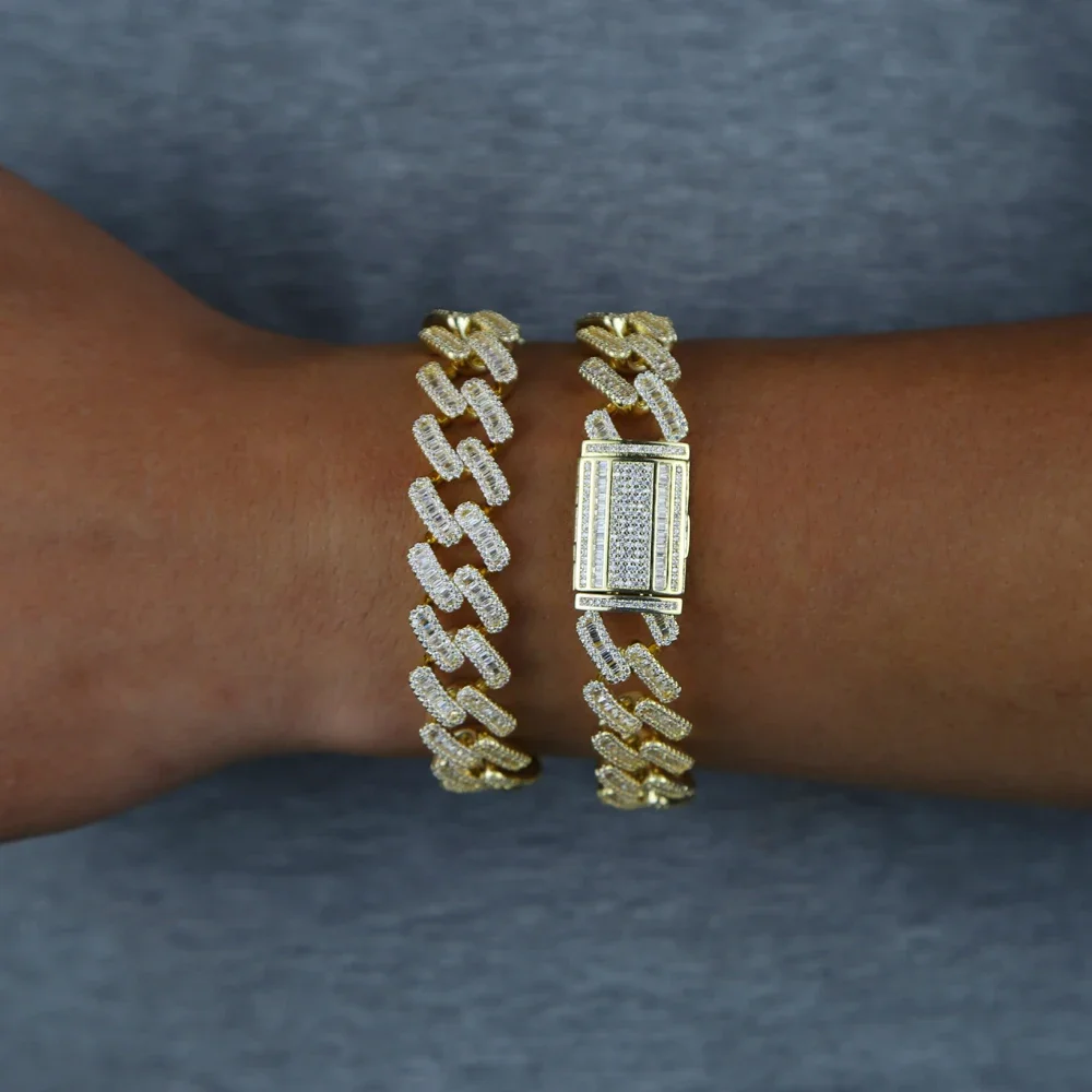Wholesale Hip Pop Mens Cuban Link Chain Bracelet Punk Wide Miami Chain Boy Man Wristband Bracelets Bangle Fashion Jewelry