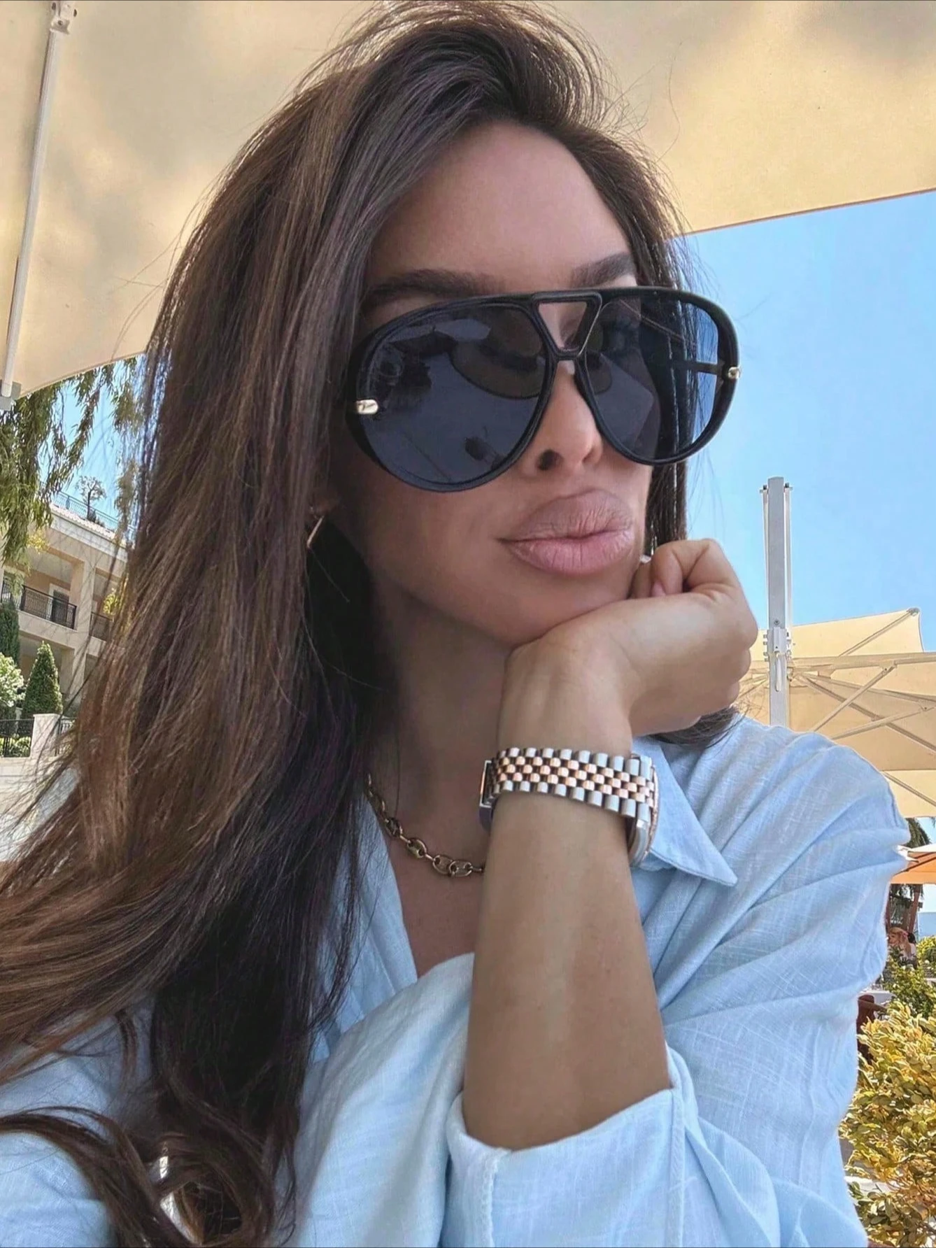 طيار جسر مزدوج على الطراز الأوروبي والأمريكي، نظارات شمسية للتخسيس بإطار كبير للرجال والنساء