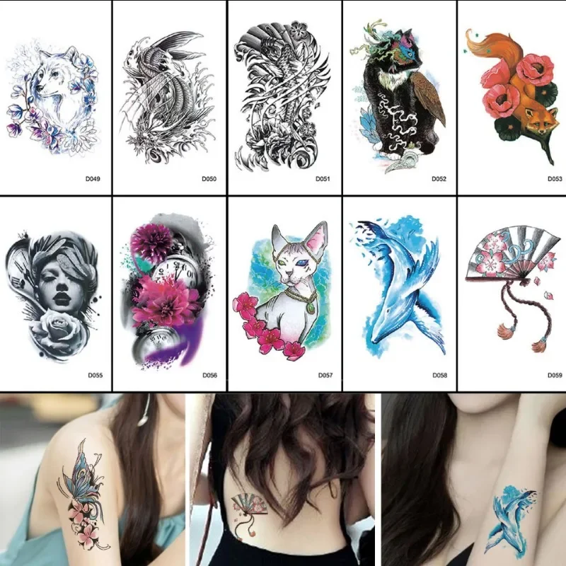 Individualized Men Women Tattoo Paste Concealer Scar Color Painting Simulation Tattoo Waterproof Sweat Proof Durable One-time