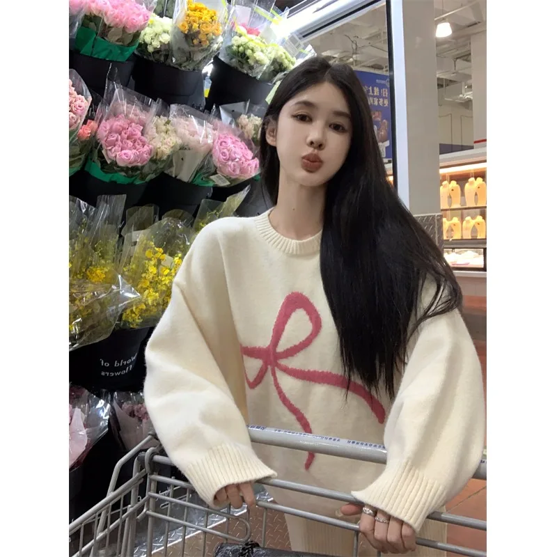 

Korean Sle Anti-Aging Long Sve Knitted Sweater Women Winter New Loose Slim round Ne Pullover Knitted Top Knot