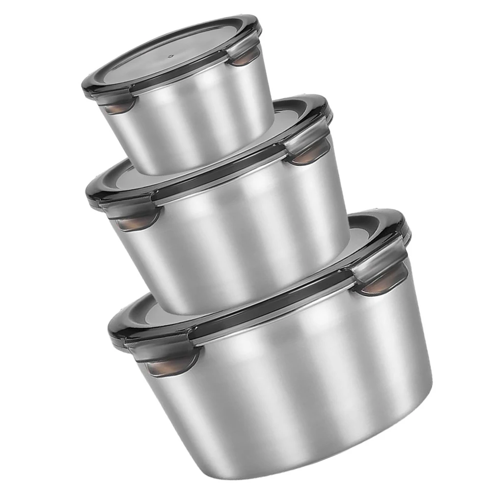 

3 Pieces Stainless Steel Food Container 600ml 1100ml 2200ml Airtight Storage Jar for Coffee Beans Snack Dry Food Preservation