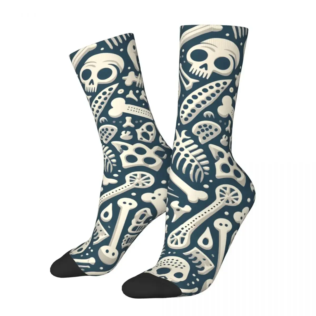 Crazy compression Bones Sock for Men Harajuku Skeleton Quality Pattern Crew Sock Novelty