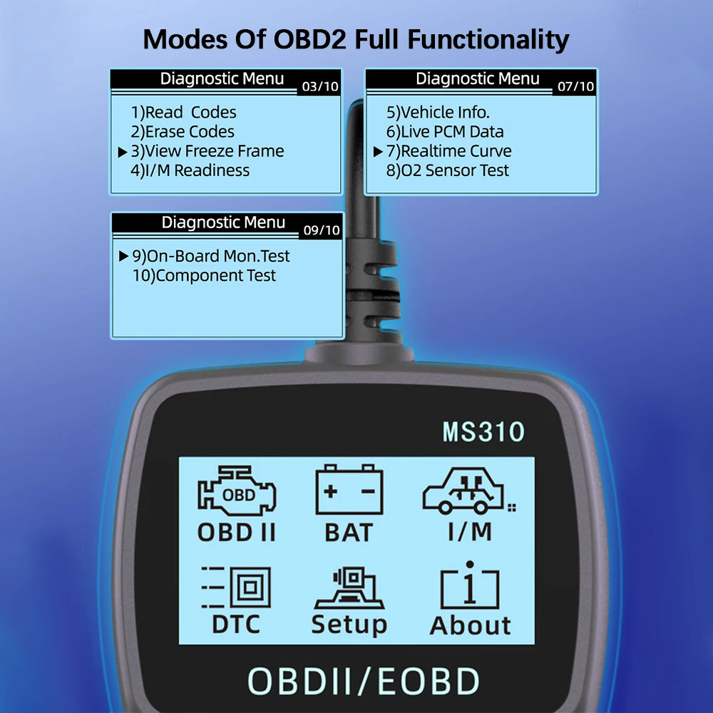 Multi-language Read Vehicle Information OBDII Scanner Vehicle OBD2 Code Reader MS310 Car Diagnostic Scan Tool Work for Car Auto