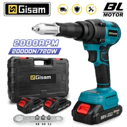 20000N Bürstenlose Elektrische Niet Pistole 2,4 ~ 4,8mm Cordless Niet Mutter Pistole Bohrer Einsatz Automatische Nieten Werkzeug für Makita 18V Batterie