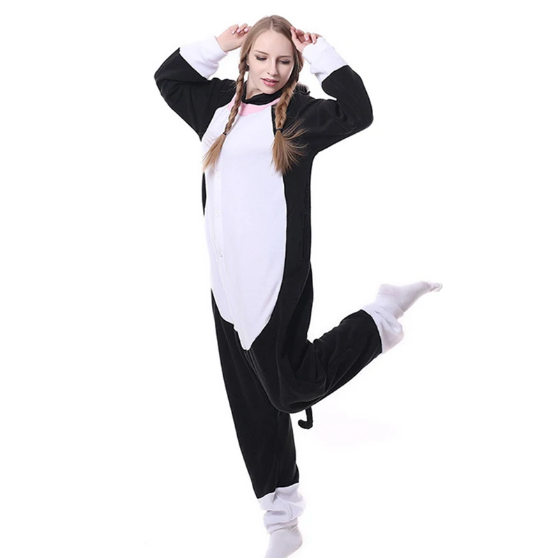 Cat Animal Simulation Costume Adult Female Jumpsuit Pajamas Warm Flannel Home Wear Women\'s Clothing Multiple Colors Available