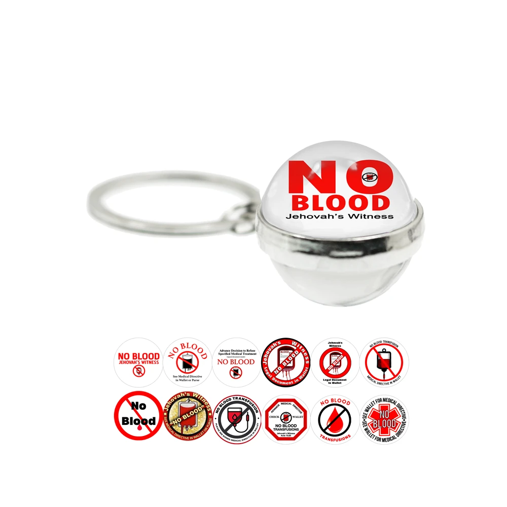 JW. Keep Calm and No Blood Key Chain Jehovah\'s Witnesses Charms 20mm Glass Cabochon Double-Sided Keychain Glass Jewelry Gift