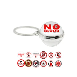 JW. Keep Calm and No Blood Key Chain Jehovah's Witnesses Charms 20mm Glass Cabochon Double-Sided Keychain Glass Jewelry Gift
