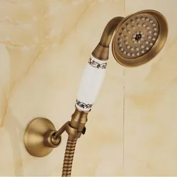 Antique Brass Handheld Shower Telephone Style Bronze Bathroom Hand Shower Head Spray Water Saving With 1.5m Hose