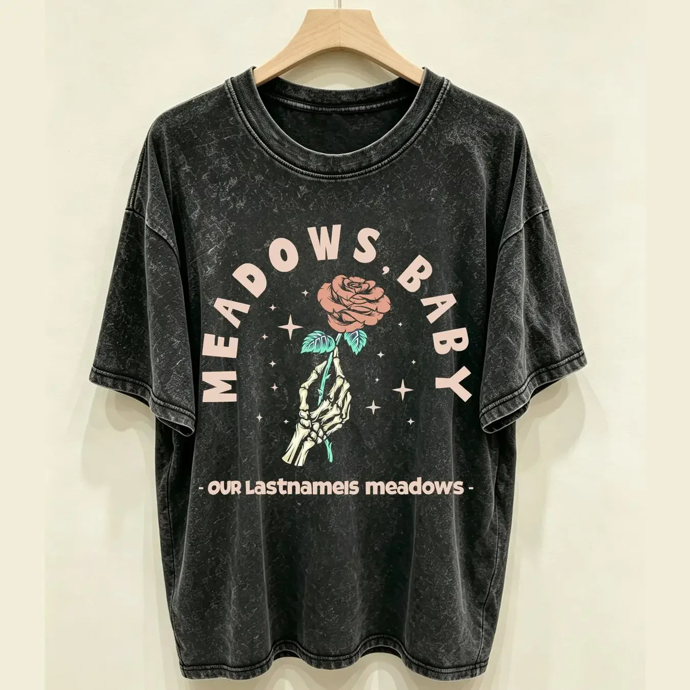 washed T Shirt Meadows Baby Our Last Name Is Dark Romance Bookish Booktok Merch Book Club Matching Cute Vint vintage Washed