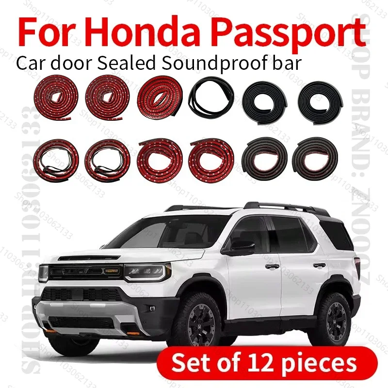 

For 2018-2025 Honda Passport Car Door Seal Strip Rubber Double Layer Sealing Protector Soundproof Dustproof Seal Strip 12PCS Set