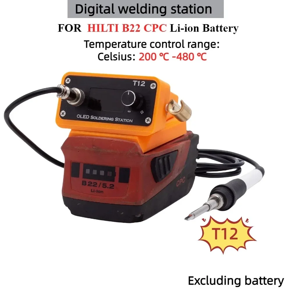 Portable Intelligent Digital Soldering Iron Welding Station for HILTI 22V B22 CPC Series Battery T12 Heating Element（No Battery）